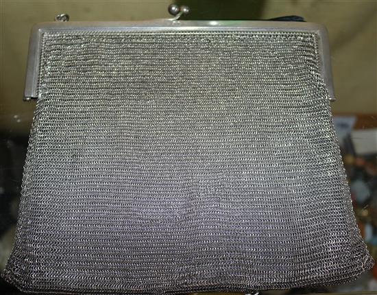 Silver mesh evening bag & receipt